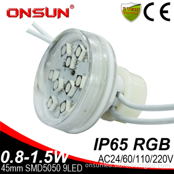 Manufacture 45mm SMD5050 waterproof 9 led lamp e14 bulb china cabochons turbo cover programmable RGB amusement park led light